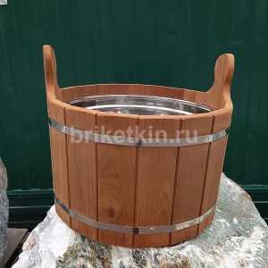 Шайка с нержавеющей вставкой 15 литров Термо (Липа) купить у Брикеткина по низкой цене с доставкой и самовывозом